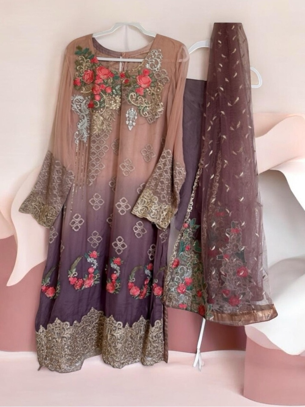 Pakistani Ombré Dress 3Pc